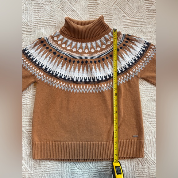 The Normal Brand Fair Isle Cotton Turtleneck Sweater Camel Brown Tan Patterned M - Picture 8 of 11